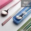 Handheld brand tableware stainless steel for elementary school students, Scandinavian spoon, chopsticks, blue set, creative gift