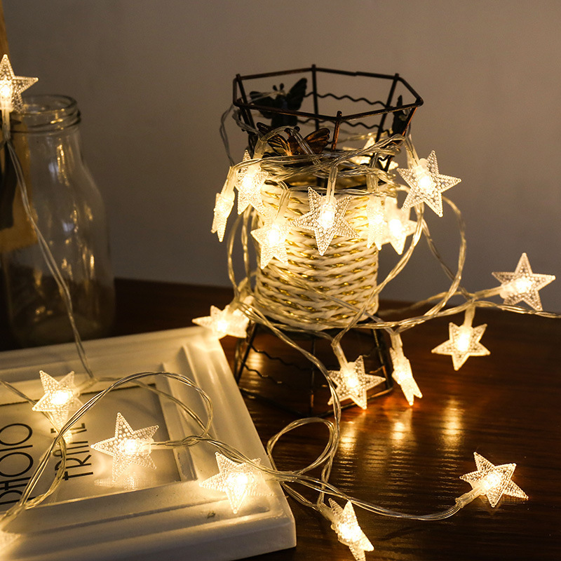 Creative star lamp copper wire plastic five-pointed star LED lamp battery box decorative lamp string wedding outdoor decorative lamp string