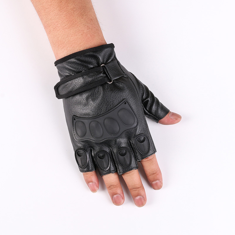 Deportes ciclismo medio dedo guantes nuevos hombres y mujeres moda transpirable bicicleta táctica al aire libre fitness pu guantes de cuero