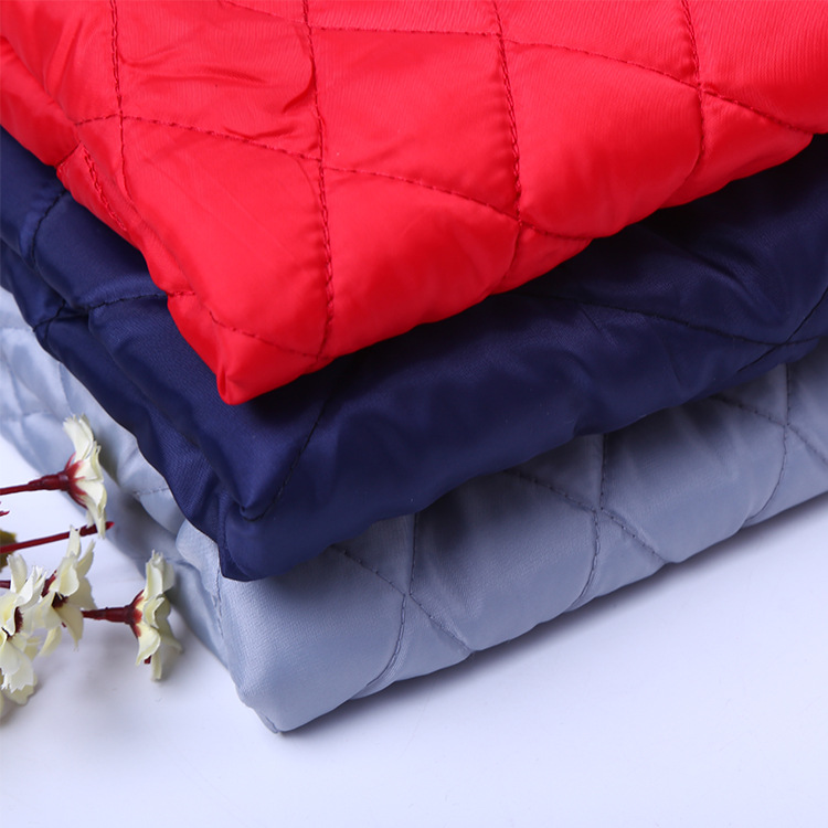 秋冬全涤舒美绸 菱格绗缝超声波复合面料 棉服里布羽绒服用料