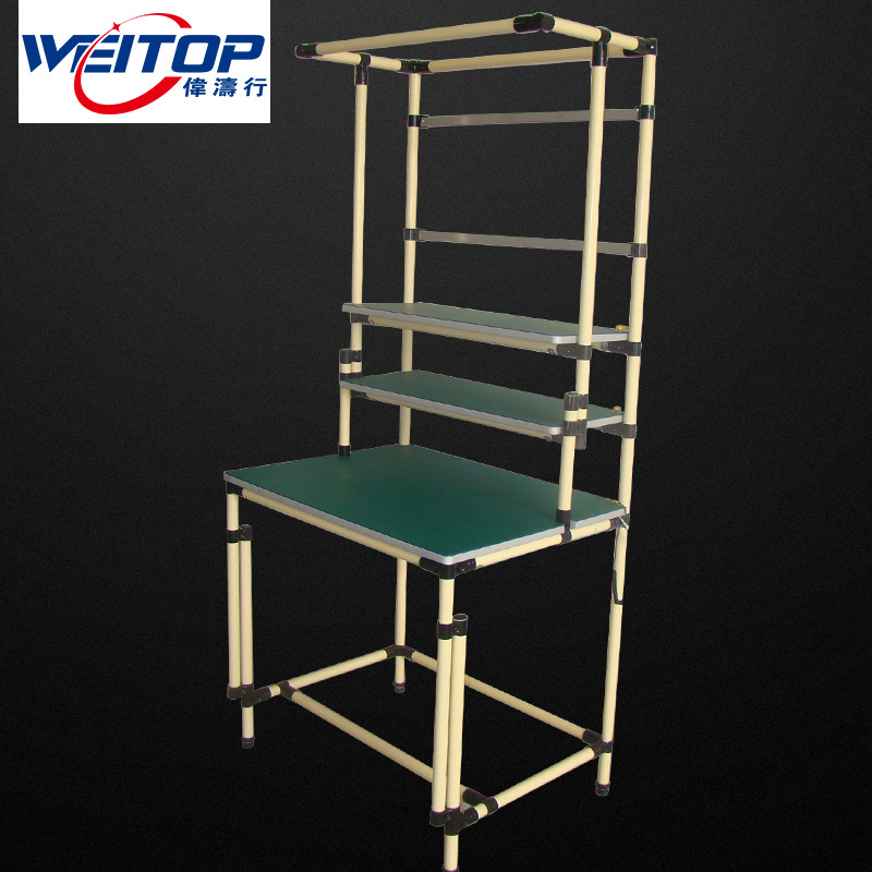 东莞线棒工作台批发防静电工作台厂家非标可定精益管覆塑管操作台