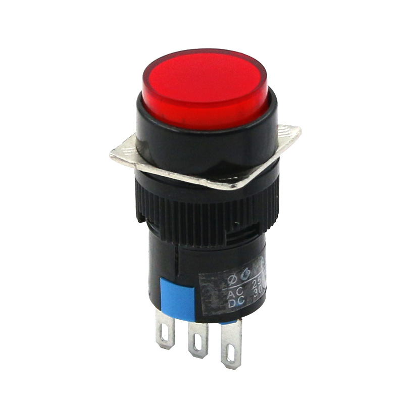 圆形按钮开关AB6-M(LA16Y-11) 点动自动复位 红绿黄蓝白 开孔16MM
