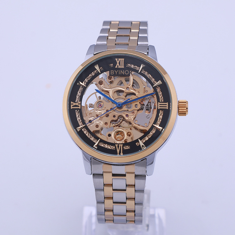 Beino BYINO foreign trade hollow automatic mechanical watch men's upper strip steel belt watch belt watch watches