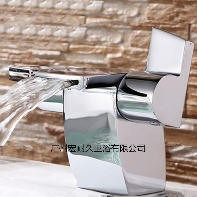 Factory direct brass chrome plated polished bathroom sink waterfall basin faucet hot and cold mixing basin faucet Factory direct brass chrome plated polished bathroom sink waterfall basin faucet hot and cold mixing basin faucet