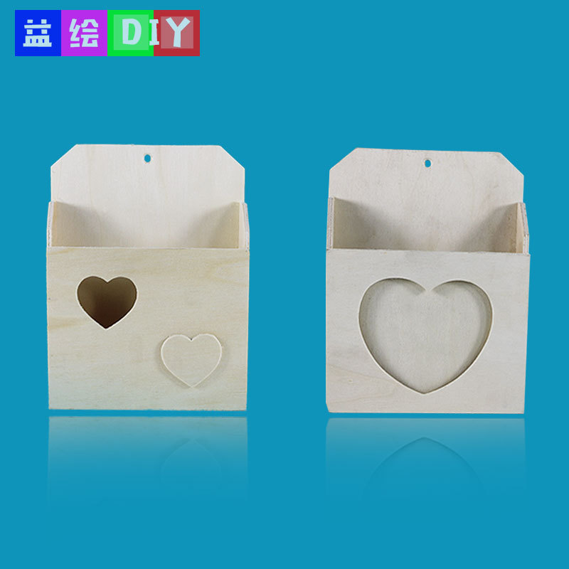 木制创意DIY信封盒 白胚雪花泥手工制作墙上挂件 桌面摆件游戏