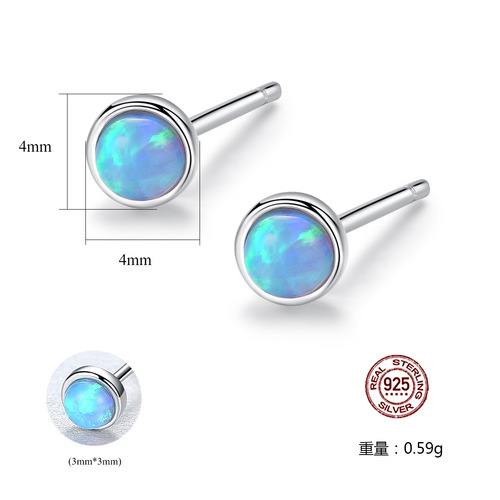 PAG&MAG Mini Sterling Silver Opal Earrings Simple Small Fresh Round Opal Women's Ear Piercing Ear Jewelry Factory