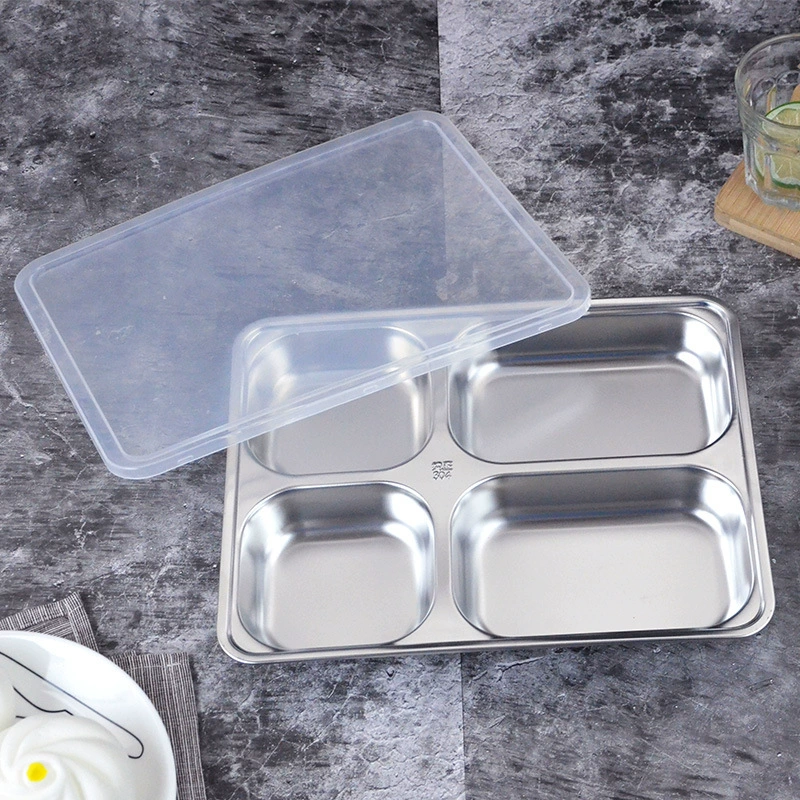 Dinner plate for elementary school students stainless steel, wholesale, increased thickness