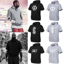 哈登春秋装半袖卫衣男装套头宽松连帽篮球运动短袖卫衣潮