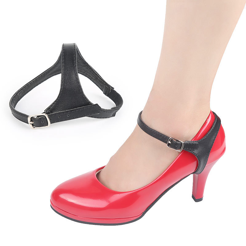 Women's single-layer shoes high-heeled shoes anti-fall heel artifact leather lace-up shoelace non-heel ankle strap lazy shoe strap buckle
