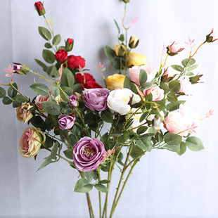 Happy roses and roses simulated silk flower bouquet high flowers wedding rose rose wedding decoration
