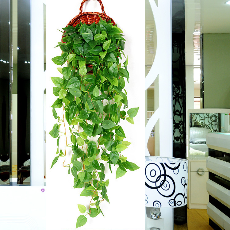 Planta artificial colgante de pared cesta floral Planta artificial ratán Planta artificial pared planta verde pared Greening decoración colgante