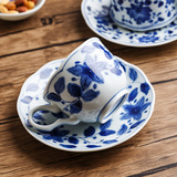 Японский импортный керамический кофейный сине-белый красный (черный) чай, чайная чашка