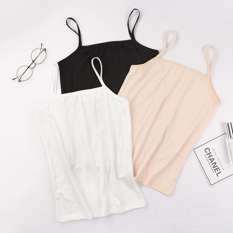 Tank top with built‑in cups for girls, body‑friendly camisole, sizes L–XL, white/black/skin