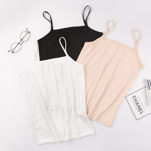 Top with cups, base body-friendly solid color tank top for students, high collar, for small vest