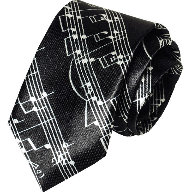 Cravatta sottile con motivo pianoforte alla moda uomo donna_voghion.com