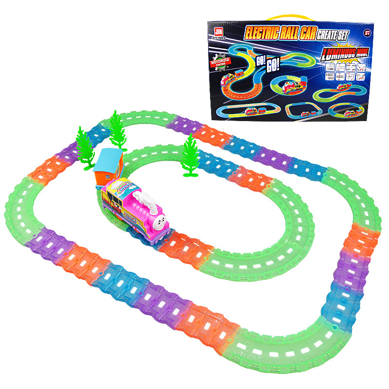 Pista de Tren Eléctrico de Juguete de Plástico con Pista de Bricolaje