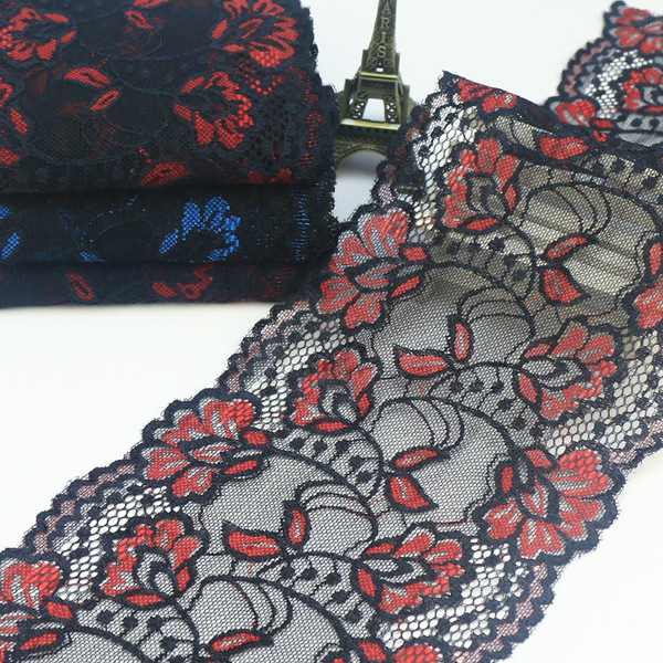 New lace elastic lace double -color 15cm red black classic color…