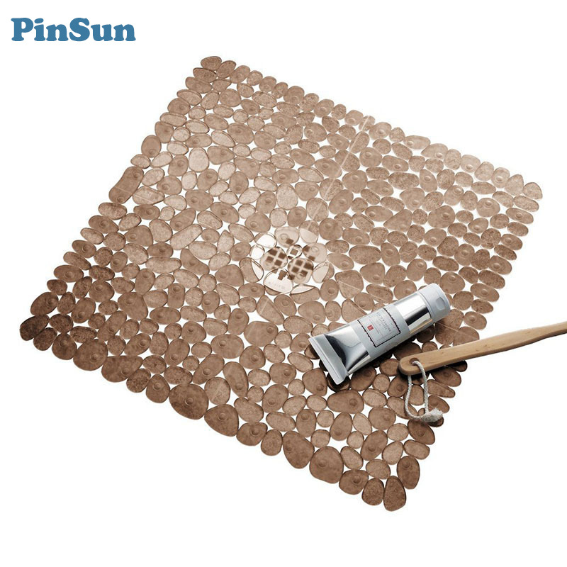 外贸跨境方形鹅卵石浴室防滑垫环保无味PVC卫生间地垫浴缸脚垫