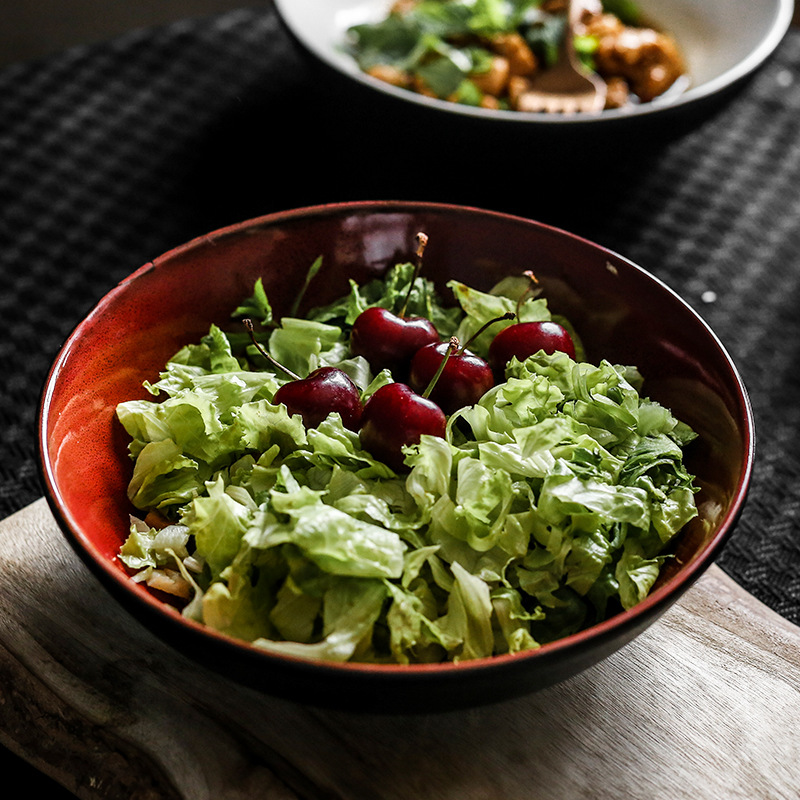 7-pulgadas de estilo europeo Rojo Negro de cerámica picante tazón de sopa de carne tazón al por mayor del hogar del hotel vajilla venta al por mayor