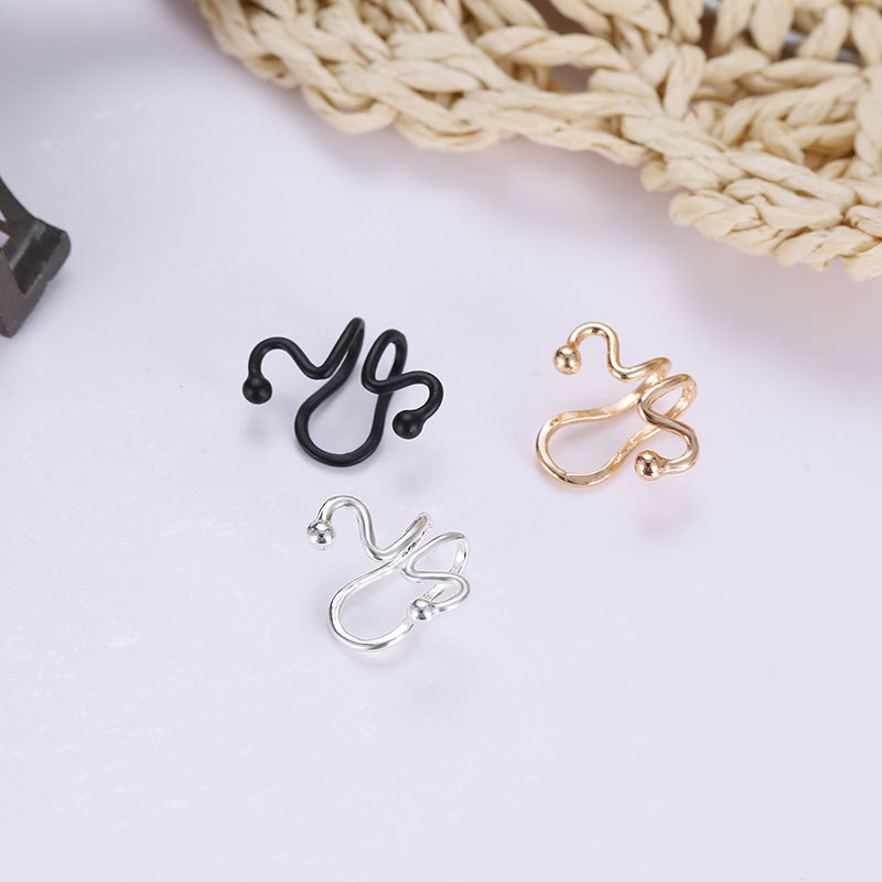 Personalizado exagerado simple serpiente hueso matchhead curva forma geométrica clip de oreja pendientes sin oreja populares femeninos
