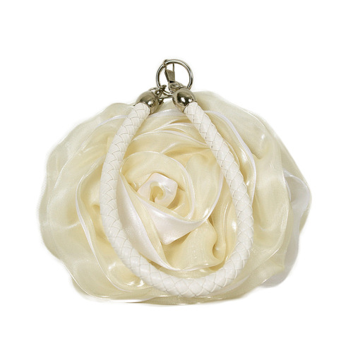 Japanese and Korean rose flower bag silk bridal wedding dinner bag cute mini round handbag women's bag coin bag