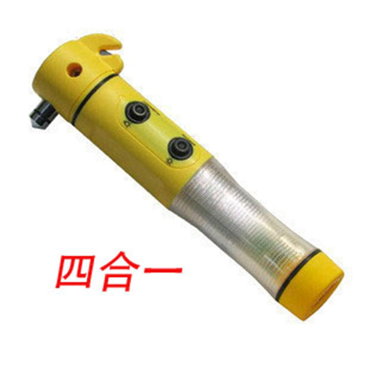Martillo de vida de coche multifuncional martillo de seguridad cuatro en uno con linterna con luz de advertencia herramienta de emergencia de coche magnético