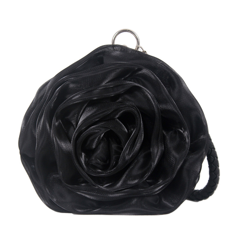 Three-dimensional Satin Flower Evening Bag Evening Dress Gift Bag Bridal Wedding Bag Lipstick Change Hand Bag Girl's Bag