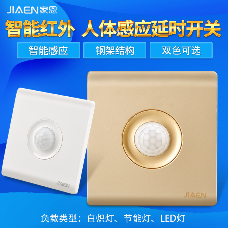 人体红外线感应开关 可控节能灯 楼道楼宇过道开关二色可选