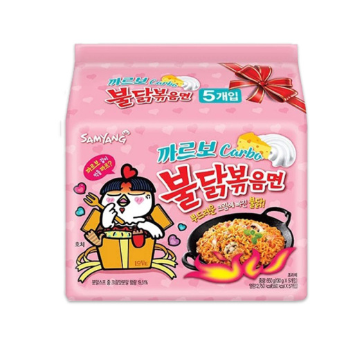 4-flavor Korean Cream Turkey Noodles Samyang Turkey Noodles Super Spicy Instant Noodles 130g*5 bags 8 bags per box