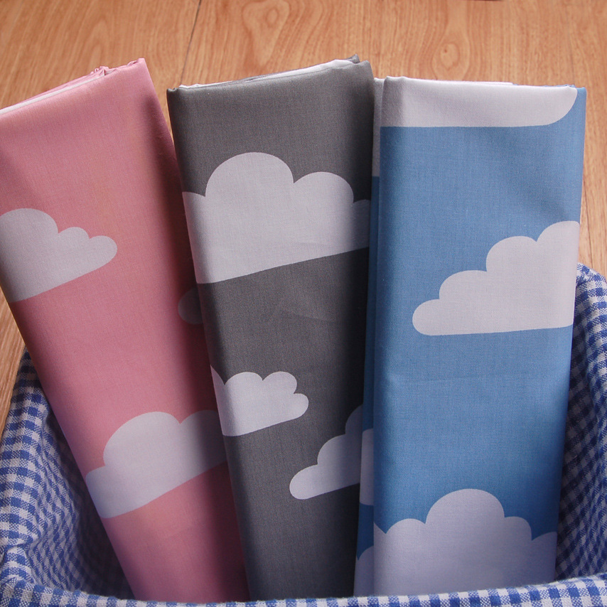 厂家直销INS 云朵 ins40支133*72全棉斜纹印花布 1.6门幅宽 无荧