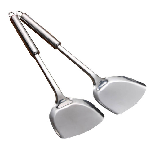 Stainless steel spatula, household cooking spatula, high temperature resistant frying spoon, cooking kitchen utensils, long handle spatula, spatula, can be added with logo