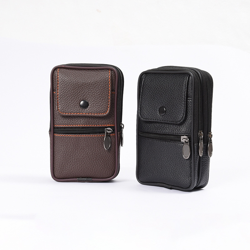 Cross-Border Men's waist bag wear belt vertical multifunctional mobile phone bag business bag trend simple zipper stall wholesale