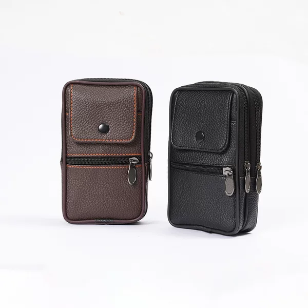 Cross-Border Men's waist bag wear belt vertical multifunctional mobile phone bag business bag trend simple zipper stall wholesale