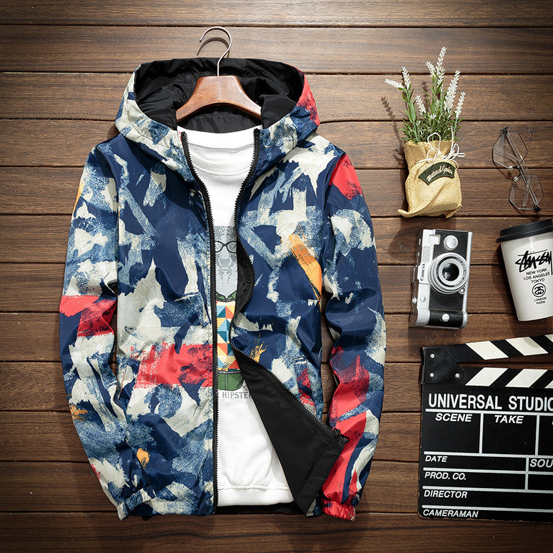 Couple's Coat Spring and Autumn Jacket Men's Korean-style Fashionable Slim-fit Handsome Camouflage Two-sided Thin Baseball Top