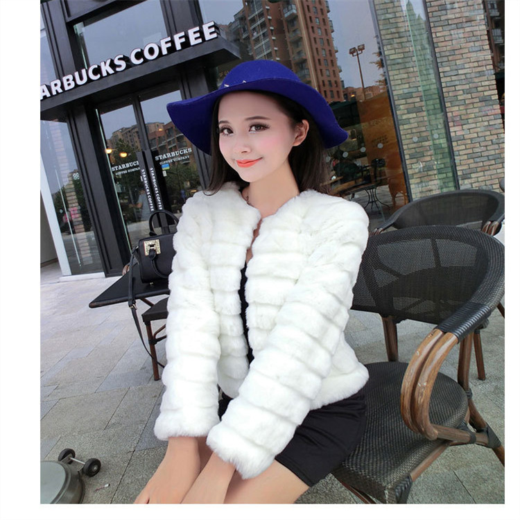 2025 Korean Style Autumn and Winter New Fur Short Outwear Imitation Rex Rabbit Fur Round Neck Long-Sleeved Slim Outwear Special Price Wholesale