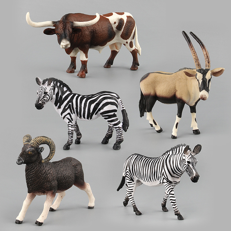 Transfronterizo de exportación de la venta caliente de los niños de simulación de bosque animal modelo de juguete antílope africano cuernos bisonte adornos animales
