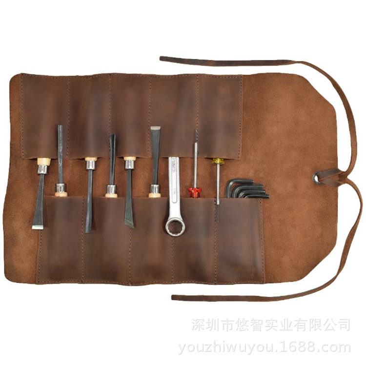 现货批发 头层工具包 卷帘式工具皮套 深圳厂家直供