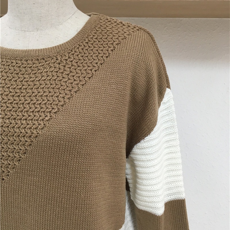 Suéter de Punto Holgado con Parches, Estilo Moderno para Mujer, Otoño-Invierno 2026, Venta al Por Mayor
