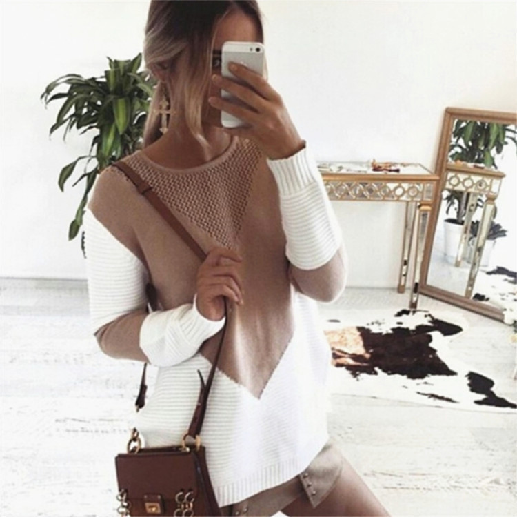 Suéter de Punto Holgado con Parches, Estilo Moderno para Mujer, Otoño-Invierno 2026, Venta al Por Mayor