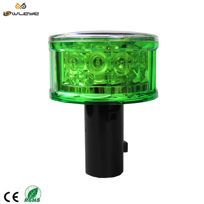 绿色太阳能转闪灯，绿色太阳能道路施工警示灯，绿色LED路障灯