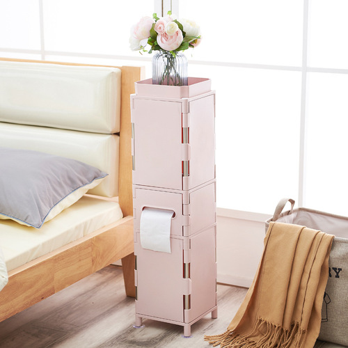 Bathroom shelf, toilet paper holder, corner cabinet, floor-mounted bathroom storage shelf, bathroom and toilet supplies organizer