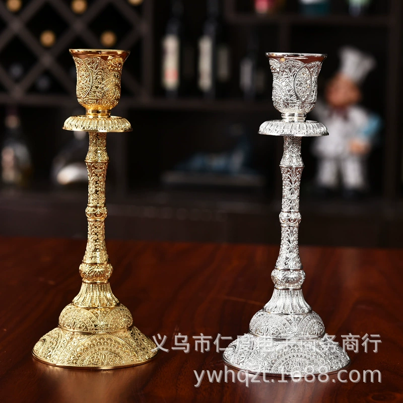 Подсвечник из электропокрытого сплава, рукоделие, свадебный декор для дома, одноствольный подсвечник, винтажный