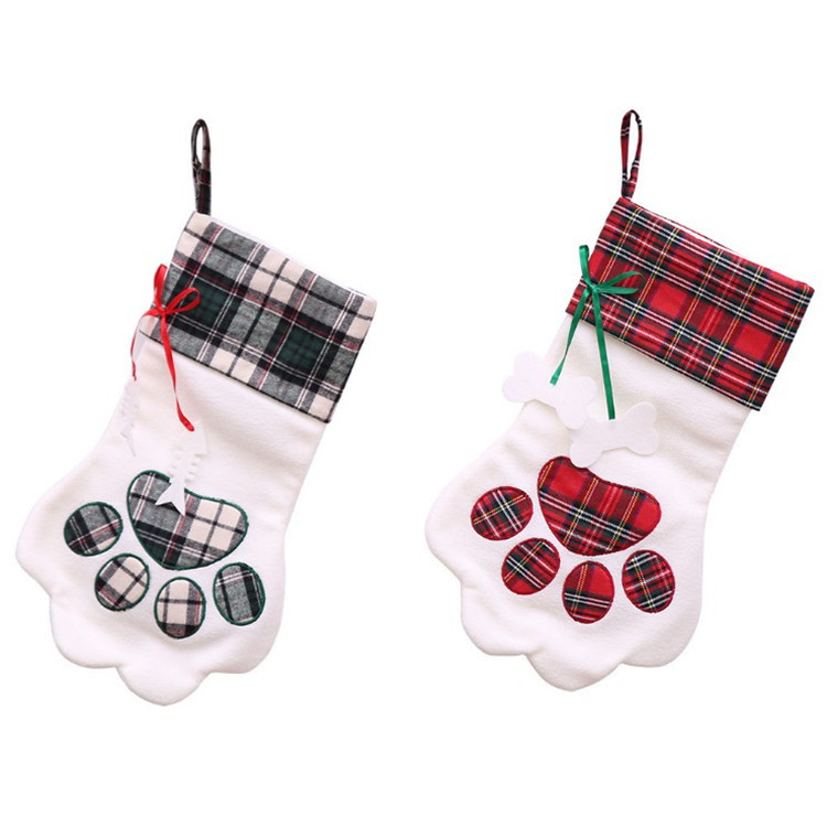 Creativo perro pata calcetines de Navidad suministros de decoración de Navidad calcetines de Navidad bolsa de regalo árbol colgante