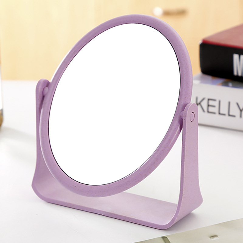 HD espejo de maquillaje de doble cara espejo de plástico de escritorio colorido vestidor plegable portátil grande cuadrado princesa espejo