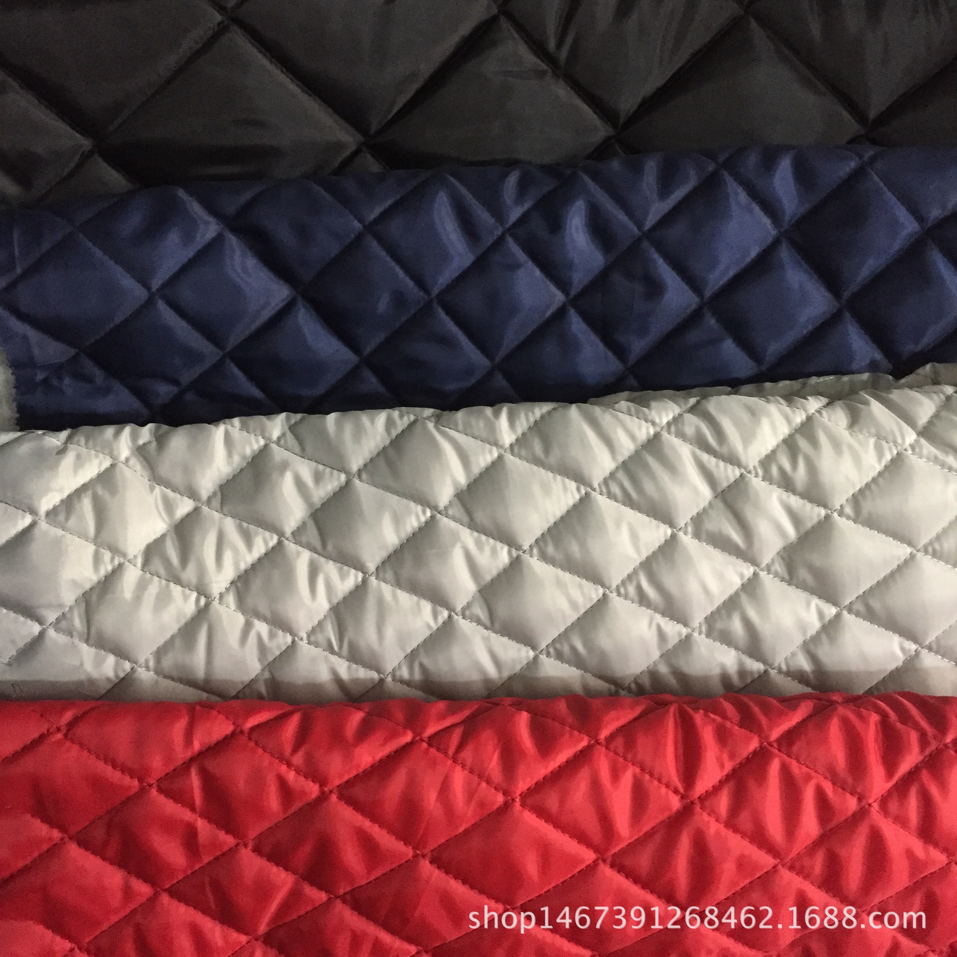 现货 秋冬涤塔夫绗缝夹棉布 超声波复合无线压棉面料 棉衣里布