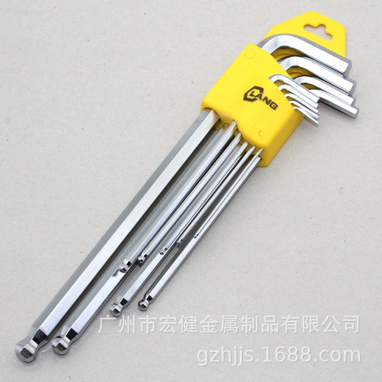 扳手工具组套 英制珍珠铬9件套特长球头内六角套装H1/16-3/8