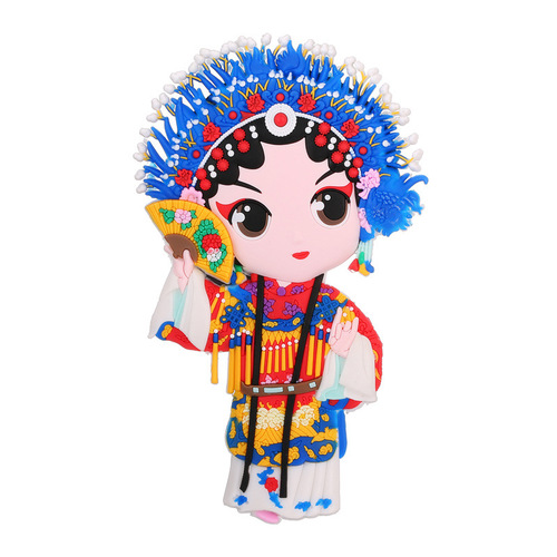 Q-version Peking Opera Character Mask Drama Magnet, Chinese Style Magnetic Gift, Creative Cartoon Small Gift for Foreigners