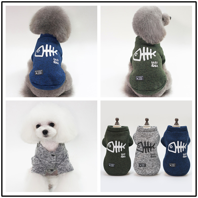 Ropa para perros ropa para mascotas Otoño e Invierno ropa para gatos de peluche perro pequeño perro ropa para mascotas 18 Fishbone suéter
