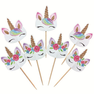 Birthday Cake unicorn Card Cake Decoration Plugin unicorn Baking Card 24 Pack
