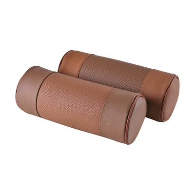 Headrest pillow genuine leather car pillow - cylindrical-brown-2712